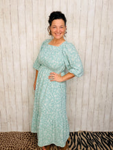 Georgiana Sage Square Neck Dress