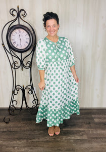 Sabrina Sage & Ivory Polkadot Dress