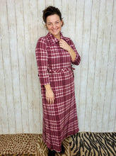 Adorable In Plaid Lounge Dress-Burgundy Plaid