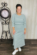 Ribbed Lounge Dress- Sage & Ivory