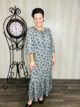 Rena Charcoal & Ditsy Floral Print Dress