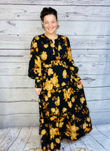 Natasha Smocked Waist Dress- Black Floral