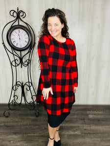 Nilah Buffalo Plaid Tunic- Red or Black & White