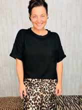 Ribbed Oversized Top- Black