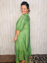 Rhonda Button Front Dress- Green Mix