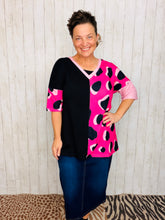 Pink & Leopard Half Sleeve Top