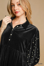 Velvet & Pearl Tunic Style- Black, Hunter Green or Navy
