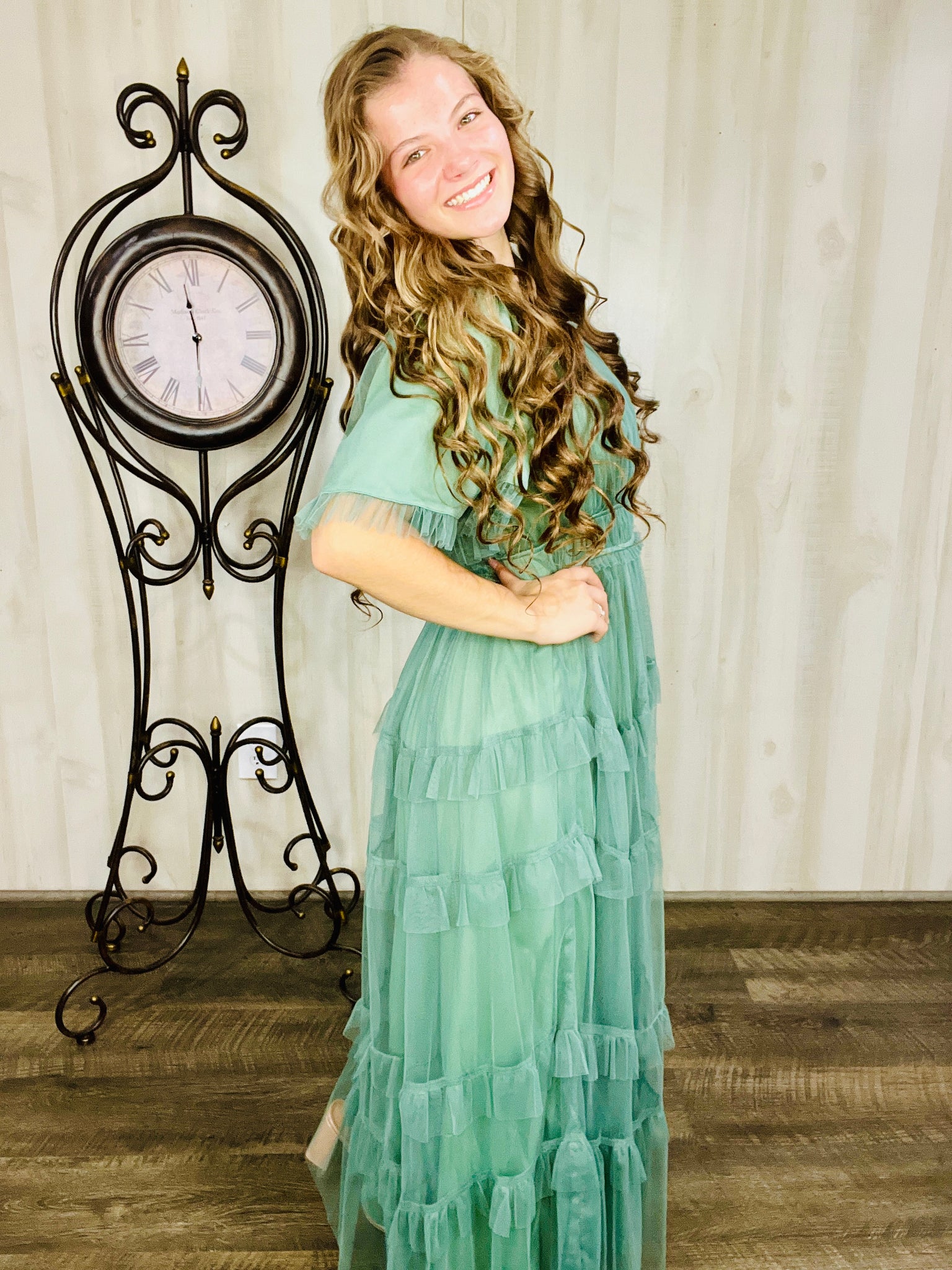 Dreaming Princess Maxi Dress- Dusty Teal The King's Daughter Boutique Dreaming Princess Maxi Dress- Dusty Teal The King's Daughter Boutique
