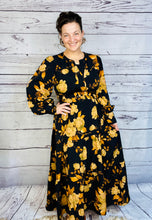 Natasha Smocked Waist Dress- Black Floral