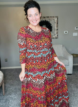 Tonya Tiered Dress- Multicolored Leopard