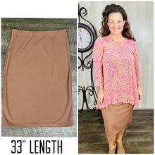 Amy Thicker Fabric Pencil Skirt (Regular & Plus) -Camel (33" Length)