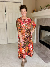 Tonya Marie Ruffled Tiered Dress- Rust Abstract