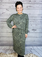 Candice Ribbed Skirt- Olive Animal Print