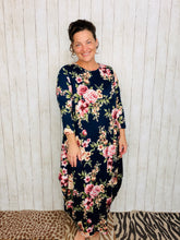 Navy & Floral Parachute/Bubble Dress