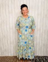 Mallory Light Blue & Green Patchwork Dress