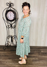 Cassie Marie Tiered Boho Style Dress-Mint Leopard