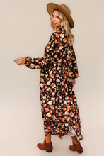 Kaylee Collared Black & Floral Dress
