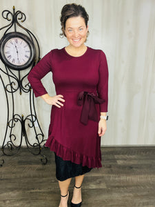 Burgundy & Bow Ruffle Tunic