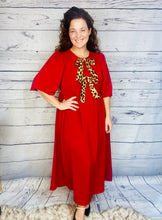 Sonja Leopard Bow Dress-Red