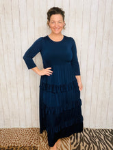 Misty Ruffle Tiered Dress-Navy