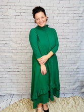 Jaqueline Ruffled Dress-Hunter Green