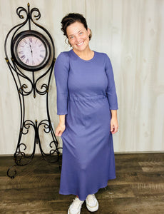 Ribbed Lounge Dress- Eggplant