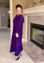 Kayla Ruffle Sleeves Dress-Purple
