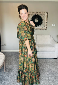 PREORDER: Lovely In Green- Modest Square Neckline Dress