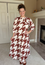 Power On The Day Dress-Brown Houndstooth