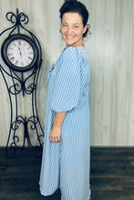 Mandy Pinstripe & Bow Dress- Chambray