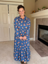 Kaylee Collared Blue & Rust Dress