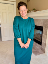 Oh So Comfy Sweatshirt Dress-Hunter Green