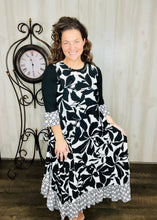 Mindy Ruffle Dress-Black & White Contrast