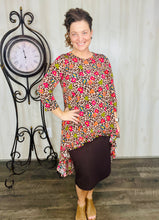 Dramatic High-Low Tunic - Leopard and Flowers