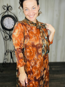 Orange & Floral Sequin Overlay Dress