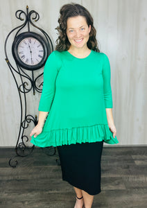 Maggie Double Ruffle High-Low Tunic-Green