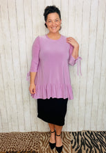 Jenny Ruffle High Low Tunic-Mauve/Lavender