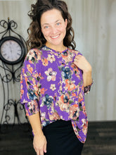 Purple & Floral Poncho Style Tunic
