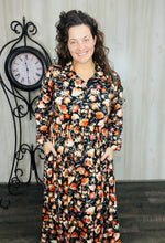 Kaylee Collared Black & Floral Dress