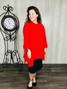 Regina Textured Tunic- Red