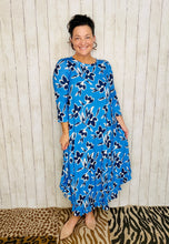 Veronica Ruffle Swing Dress- Blue & Floral
