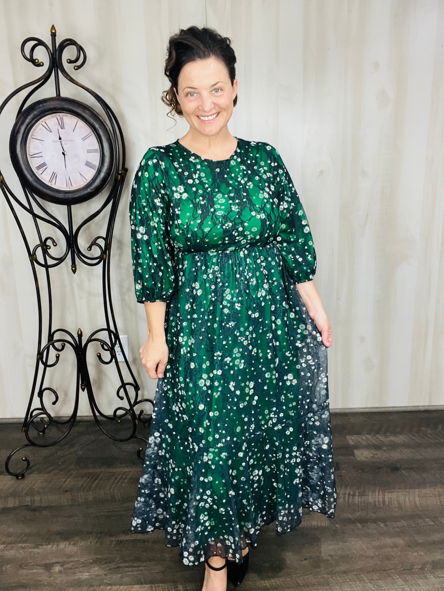 Green & Daisy Mesh Overlay Dress The King's Daughter Boutique Green & Daisy Mesh Overlay Dress The King's Daughter Boutique