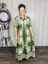 Melanie Boho Smocked Front Dress- Olive