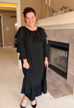 Kayla Ruffle Sleeves Dress-Black