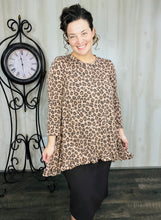 Samantha Ruffle High Low Tunic-Ribbed Mocha Animal Print