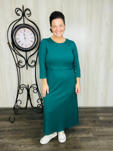 Ribbed Lounge Dress- Hunter Green