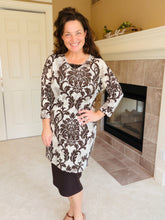 Brown Paisley Print 3/4 Sleeve Tunic