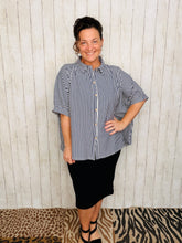 Rylee Navy & White Striped Top