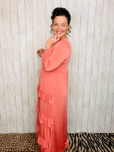 Misty Ruffle Tiered Dress-Coral