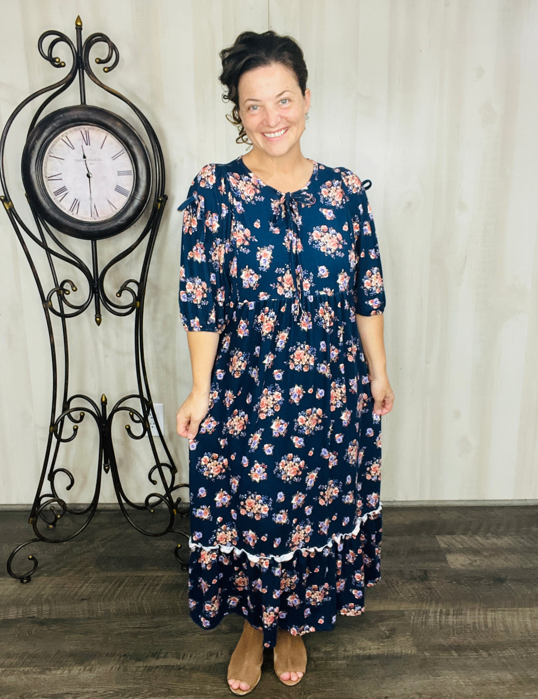 Sabrina Navy & Floral Dress